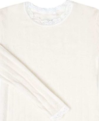 Joha Basic ull/silke genser med blonder natur hvit