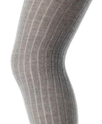 mp strømpebukse i ull med ribbestrikk gråmelert nærbilde