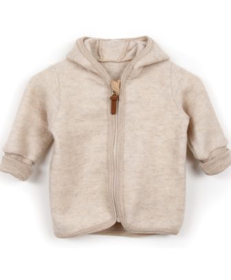 ColorWool Ulljakker til barn Joha ullfleece jakke med glidelås små poter sand | colorwool.no