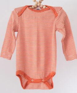 Cosilana body i økologisk ull/silke striper natur orange