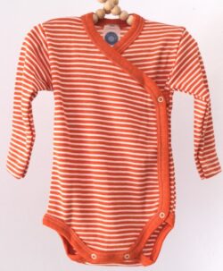 Cosilana omslagsbody i økologisk ull/silke striper natur orange