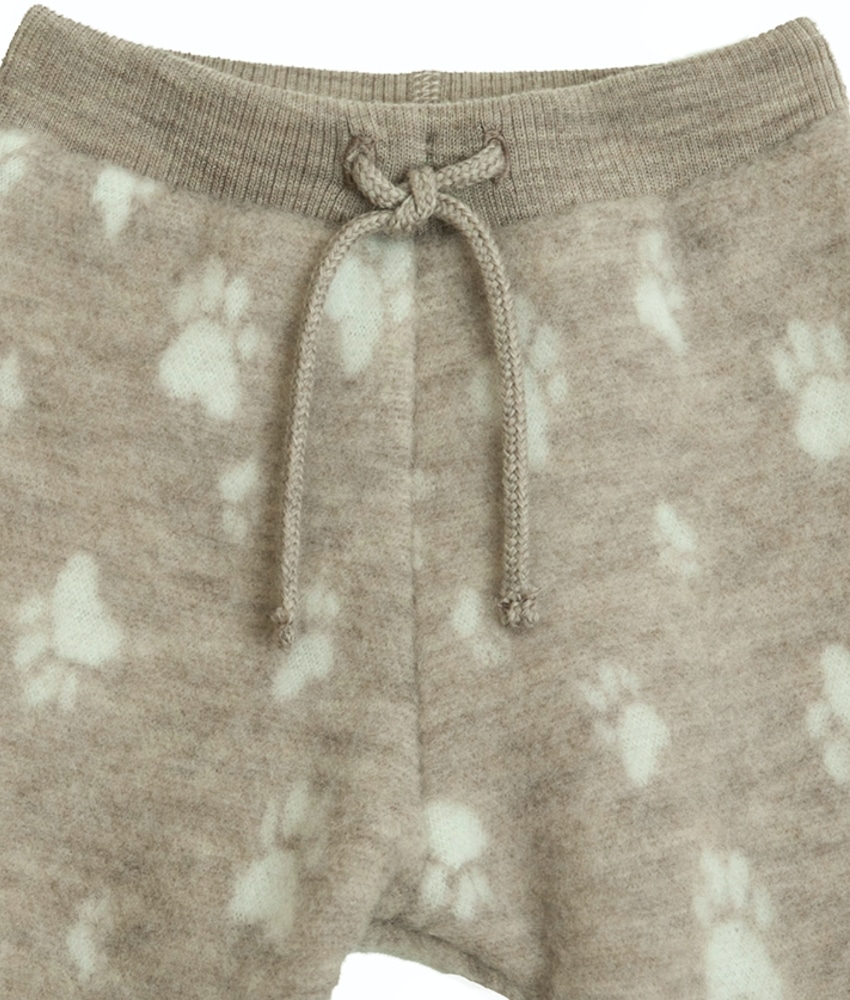 Joha ullfleece bukse med små poter sand | colorwool.no Joha ullfleece jakke med glidelås små poter sand | colorwool.no