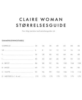 Claire Woman størrelsesguide