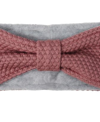 mp Denmark pannebånd med sløyfeform ull/bomull mørk rosagrå nærbilde
