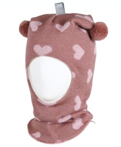Varm og vindtett balaclava med refleks og hjerter fra finske Kivat. Luen er strikket i 100% fin ull og foret med GOTS- sertifisert økologisk bomull. Luen har ekstra padding rundt ører og panne. Dette er en lue som du kan føle deg trygg på at barnet ikke blir kald i. Luen er slitesterk og kan fint kan gå i arv og varme flere. Laget i Finland.