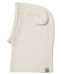 Ekstra myk og varm strikket balaclava lue i 30% kashmir og 70% merinoull fra danske Huttelihut. Denne varmer både halsen og små ører godt.