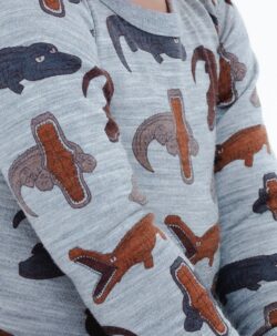 Hust&Claire ull/silke body krokodiller light grey melange
