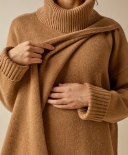 BOOB sesame wool oversized tunic i merinoull camel